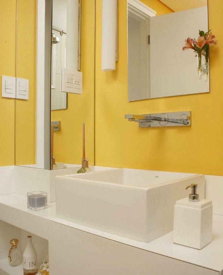 Foto de parede amarela banheiro - 7
