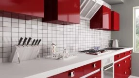 Foto de cozinha vermelha - 1