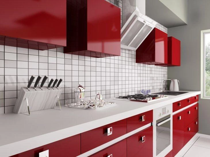 Jogo armario cozinha vermelho e preto