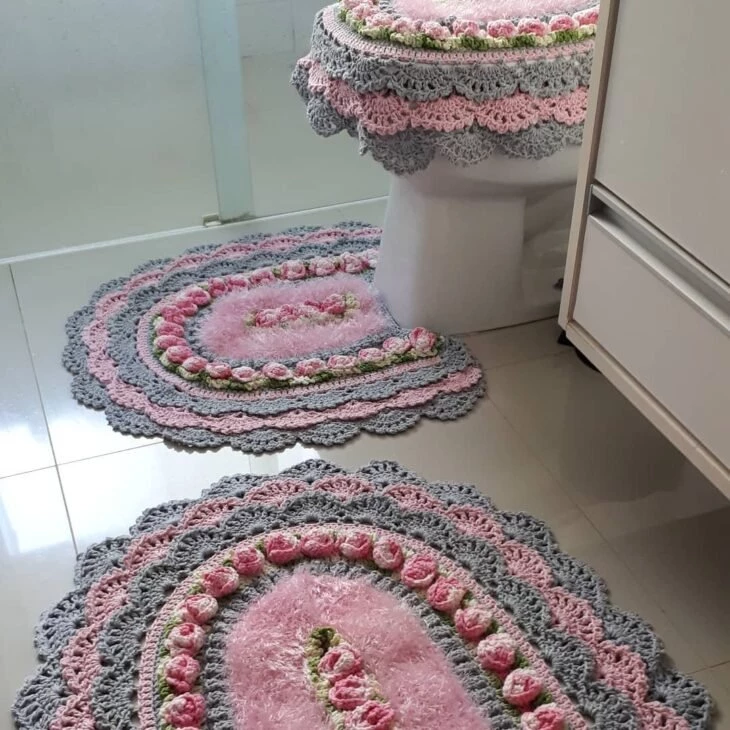 Foto de tapete de croche com flores 11 - 198
