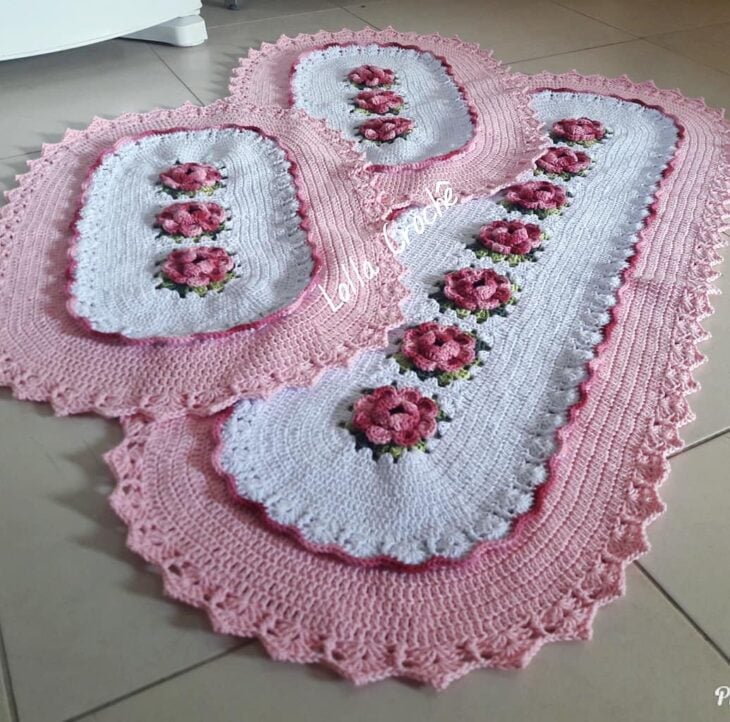 Foto de tapete de croche com flores 25 - 25