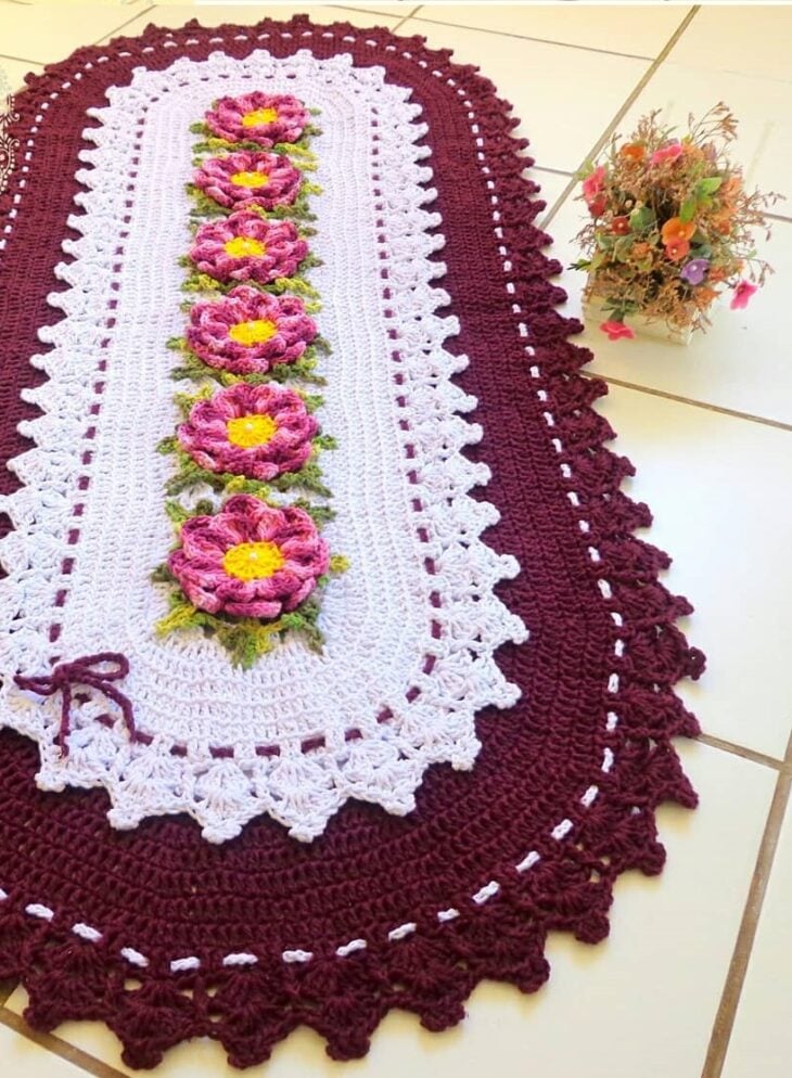 Foto de tapete de croche com flores 29 - 28