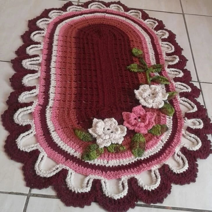 Foto de tapete de croche com flores 36 - 36