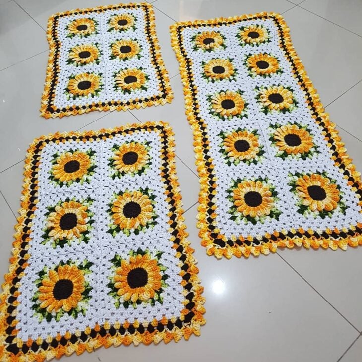 Foto de tapete de croche com flores 45 - 45