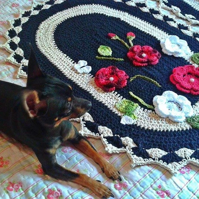 Foto de tapete de croche com flores 69 - 256