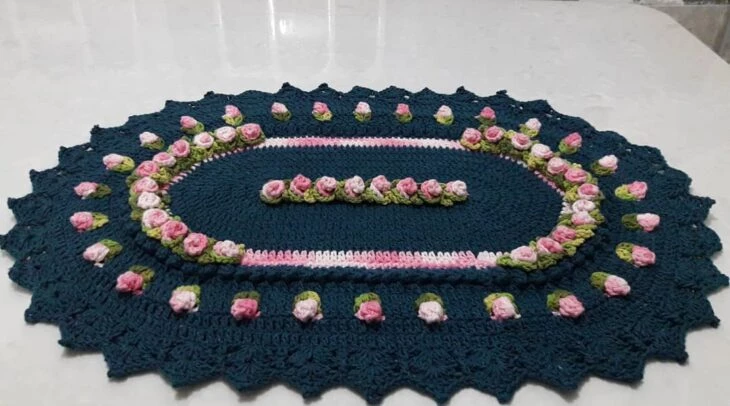 Foto de tapete de croche com flores 76 - 263