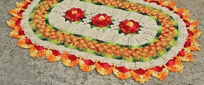 Foto de tapete de croche com flores 80 - 80