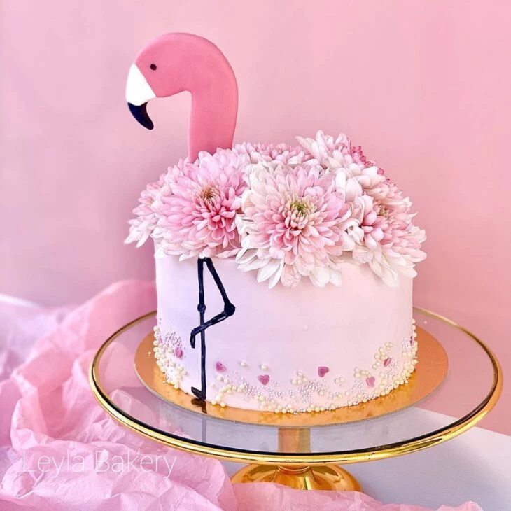 Foto de bolo de flamingo 105 - 108