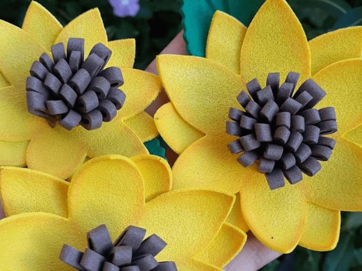 Girassol de EVA: tutoriais, moldes + 40 inspirações para florir sua vida