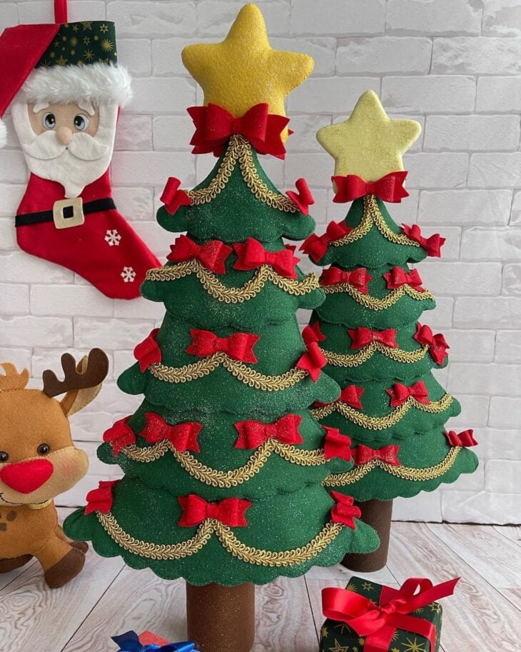 Moldes de Natal para Eva e Feltro  Árvores de natal em feltro, Feltro natal,  Imagens de árvores de natal