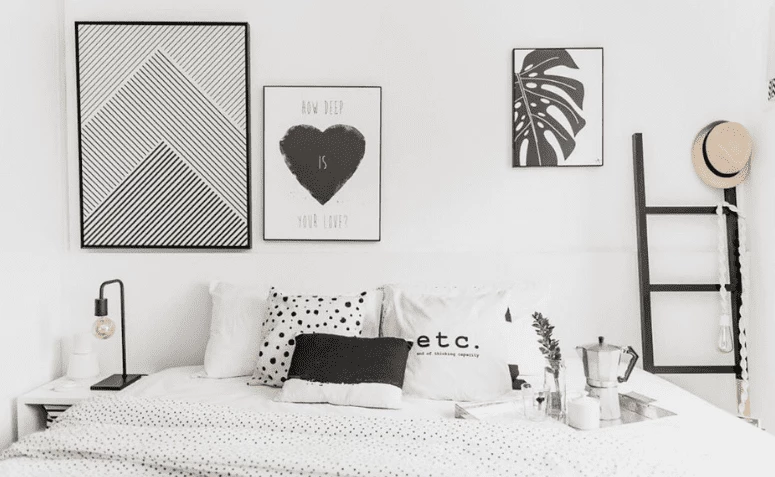 70 ideias nada básicas de quarto preto e branco para a sua decoração