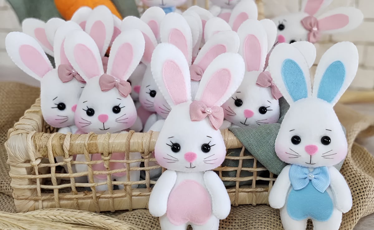 70 modelos de coelho de feltro para decorar sua Páscoa