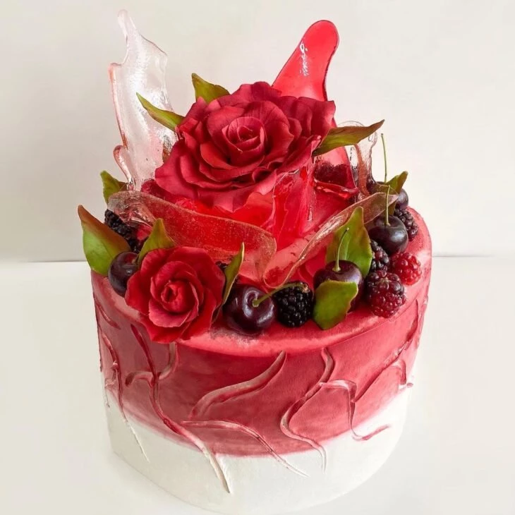 Foto de bolo com rosas 46 - 49