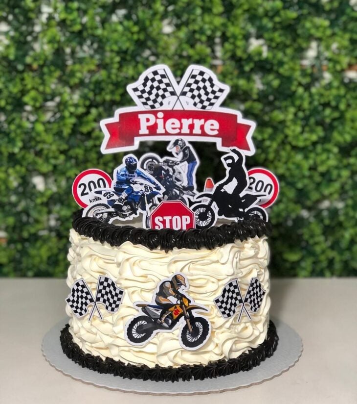 Enfeites para cobertura de bolo para motocicleta, equipamento para  decoração de bolos com bandeiras para aniversários